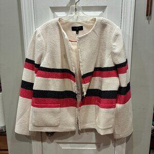 Talbots Jacket Blazer - white / red/navy stripes - XL Petite - NWT
